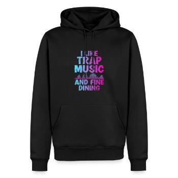 J’aime la musique Trapp et la bonne nourriture pour la musique rap - Sweat à capuche Premium bio Homme - noir - Devant - Nico (187cm)