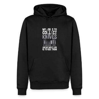 La tâche est de collecter les couteaux Couteau de collection - Sweat à capuche Premium bio Homme - noir - Devant - Nico (187cm)