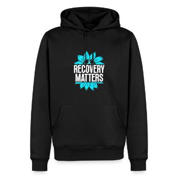 Recovery Matters Sensibilisation à la drogue et à l’alcool Menthe - Sweat à capuche Premium bio Homme - noir - Devant - Nico (187cm)