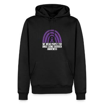 Binge Eating Order Awareness - Wir Tragen Lila Mit - Männer Premium Bio Hoodie - Schwarz - Vorne - Nico (187cm)