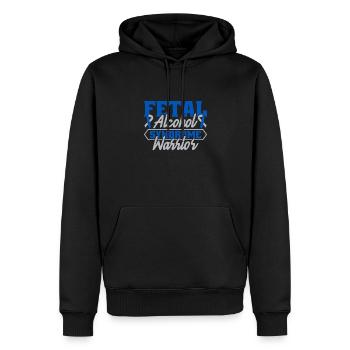 Fetal alcohol syndrome warrior in grey and blue - Men’s Premium Organic Hoodie - black - Front - Nico (187cm)