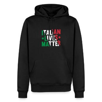 Art amusant du drapeau italien avec texte - Sweat à capuche Premium bio Homme - noir - Devant - Nico (187cm)
