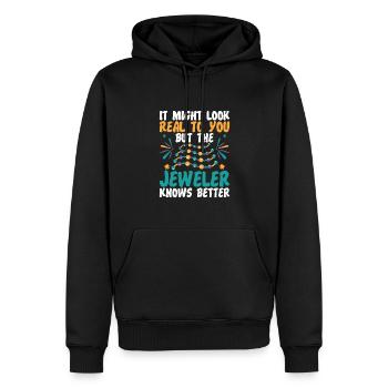 Le bijoutier connaît mieux le graphisme du fabricant de bijoux pour - Sweat à capuche Premium bio Homme - noir - Devant - Nico (187cm)