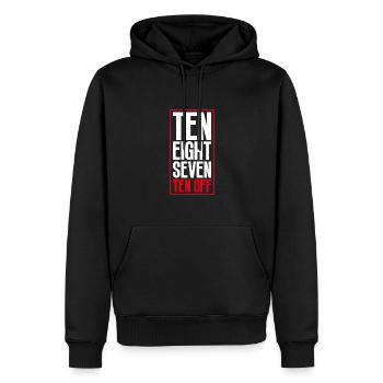 Ten Eight Seven Ten Jeu de shuffleboard - I - Sweat à capuche Premium bio Homme - noir - Devant - Nico (187cm)