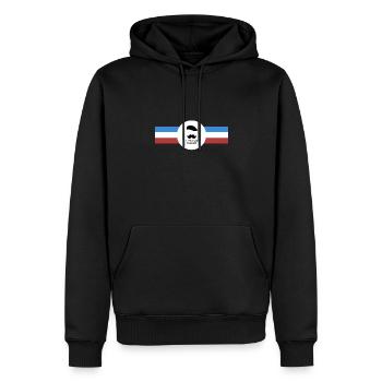 La Moustache Française - Drapeau horizontal - Sweat à capuche Premium bio Homme - noir - Devant - Nico (187cm)