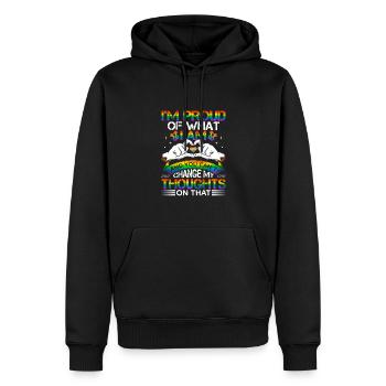 Fier de qui je suis Conscience gay LGBTQ - Sweat à capuche Premium bio Homme - noir - Devant - Nico (187cm)