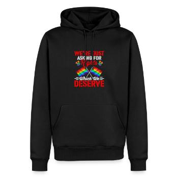Demandez la sensibilisation aux droits des homosexuels LGBTQ Soutenez la fierté - Sweat à capuche Premium bio Homme - noir - Devant - Nico (187cm)