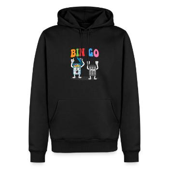 Joueur de bingo Bin Go, l’expert sportif - Sweat à capuche Premium bio Homme - noir - Devant - Nico (187cm)