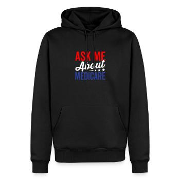 Posez-moi des questions sur Medicare Age Seniors - Sweat à capuche Premium bio Homme - noir - Devant - Nico (187cm)