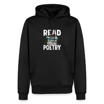 Lire la suite Poésie Poète Amoureux de la poésie Lecteur - Sweat à capuche Premium bio Homme - noir - Devant - Nico (187cm)