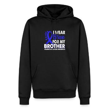 Portez du bleu clair pour - Sweat à capuche Premium bio Homme - noir - Devant - Nico (187cm)