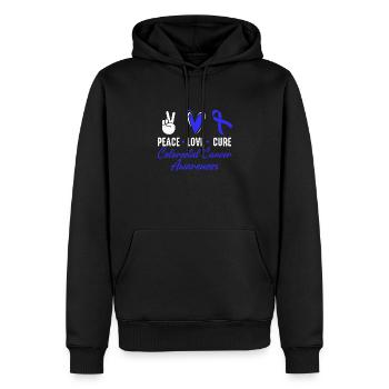 Peace Love Healing Cancer colorectal du côlon - Sweat à capuche Premium bio Homme - noir - Devant - Nico (187cm)