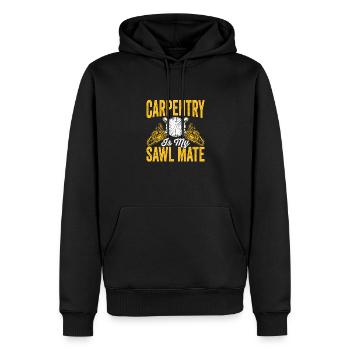 charpentier-scieur-compagnon menuisier menuisier - Sweat à capuche Premium bio Homme - noir - Devant - Nico (187cm)
