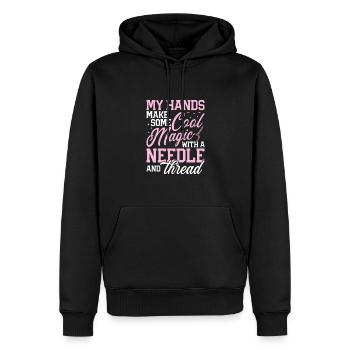 Needle and thread cross stitch craft quilting sewing - Men’s Premium Organic Hoodie - black - Front - Nico (187cm)