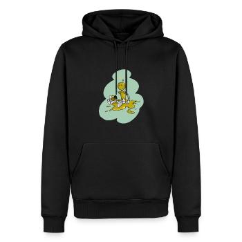 Tirobot Vert sur vert - Sweat à capuche Premium bio Homme - noir - Devant - Nico (187cm)