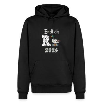 Rente 2024 mit Ente Rentner Ruhestand | R Ente - Männer Premium Bio Hoodie - Schwarz - Vorne - Nico (187cm)