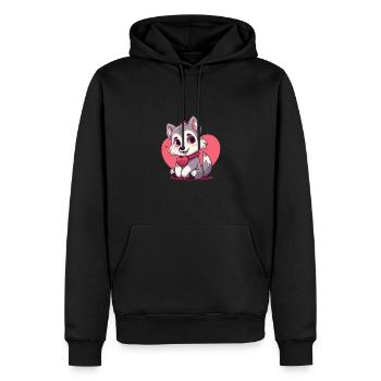 Husky chien amant maman et papa Saint-Valentin - Sweat à capuche Premium bio Homme - noir - Devant - Nico (187cm)