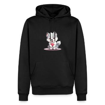 Husky chien amant maman et papa Saint-Valentin - Sweat à capuche Premium bio Homme - noir - Devant - Nico (187cm)