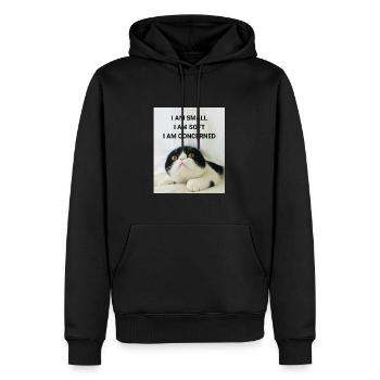 I AM SMALL, I AM SOFT, I AM CONCERNED KATZEN MEMES - Männer Premium Bio Hoodie - Schwarz - Vorne - Nico (187cm)