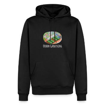 Urban Gardening Design - Dein grünes Statement - Männer Premium Bio Hoodie - Schwarz - Vorne - Nico (187cm)