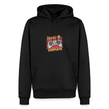 Birthday 18 Years Men's Gift Level 18 - Men’s Premium Organic Hoodie - black - Front - Nico (187cm)