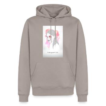 Femmes design d’art - Sweat à capuche Premium bio Homme - taupe - Devant - Nico (187cm)