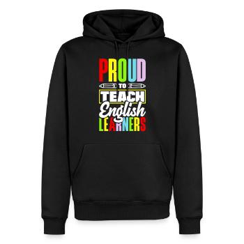 Professeur d’anglais langue ESL Linguiste Enseignement multilingue Fier - Sweat à capuche Premium bio Homme - noir - Devant - Nico (187cm)