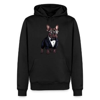 Bouledogue français Les Gentelmen - Sweat à capuche Premium bio Homme - noir - Devant - Nico (187cm)