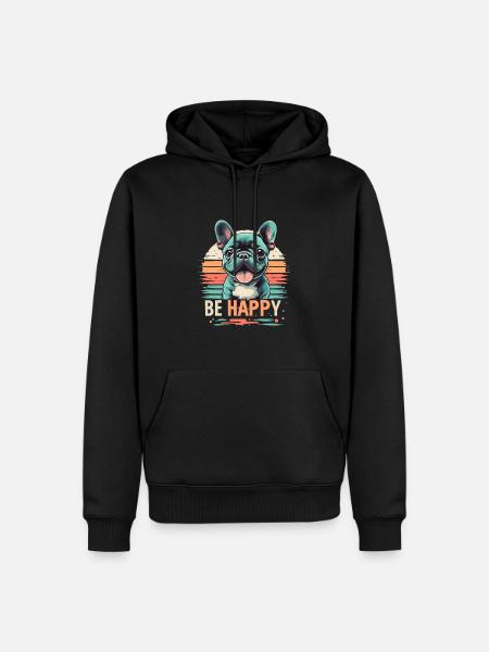 Retro Sunset Frenchie Happiness - Men’s Premium Organic Hoodie - black