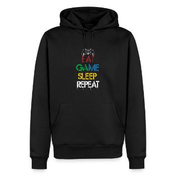 Eat Game Sleep Repeat - Männer Premium Bio Hoodie - Schwarz - Vorne - Nico (187cm)