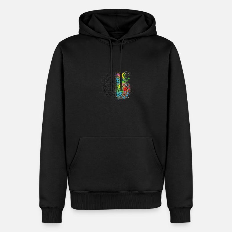 Kreative oder logich im Gehirn - Männer Premium Bio Hoodie - Schwarz