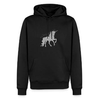 Das silberne glitzer Einhorn - Männer Premium Bio Hoodie - Schwarz - Vorne - Nico (187cm)