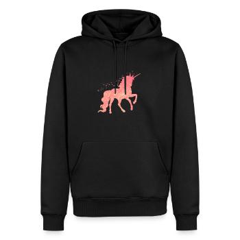 La licorne rouge pailletée - Sweat à capuche Premium bio Homme - noir - Devant - Nico (187cm)