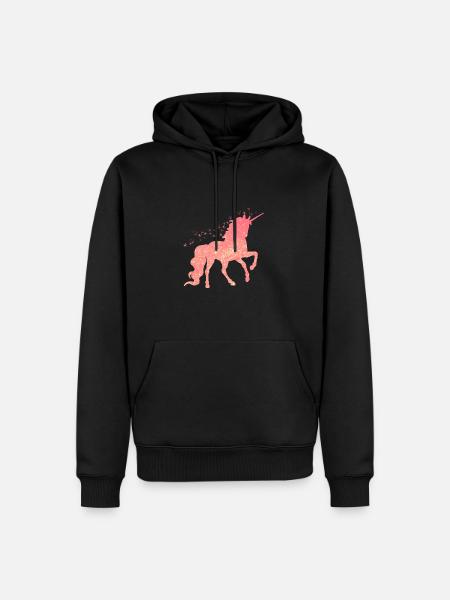 Das rote glitzer Einhorn - Männer Premium Bio Hoodie - Schwarz