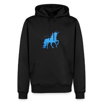 Das blaue glitzer Einhorn - Männer Premium Bio Hoodie - Schwarz - Vorne - Nico (187cm)
