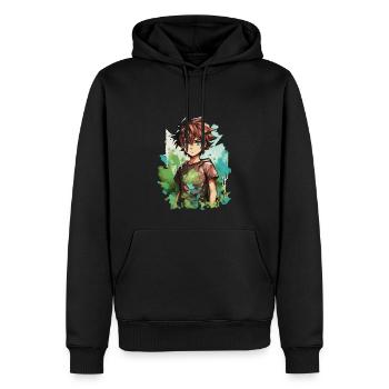 Anime Boy - Men’s Premium Organic Hoodie - black - Front - Nico (187cm)