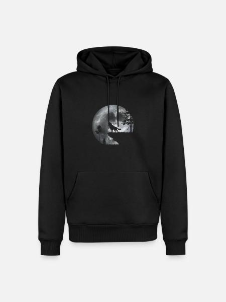 Wolf im Mondlicht - Männer Premium Bio Hoodie - Schwarz
