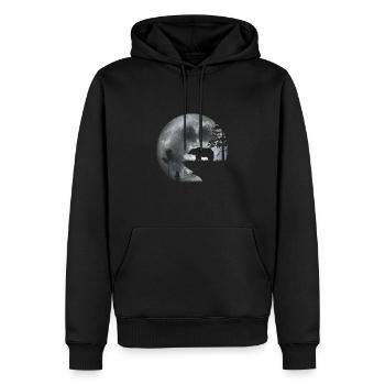Bear in the moonlight - Men’s Premium Organic Hoodie - black - Front - Nico (187cm)