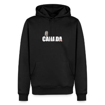 Le Canada avec Wolf - Sweat à capuche Premium bio Homme - noir - Devant - Nico (187cm)