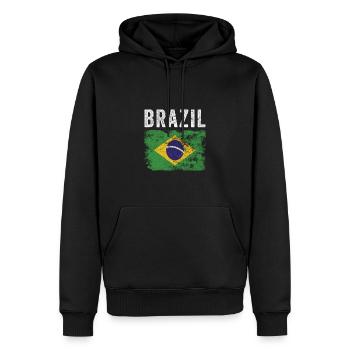 Brasilien Flagge Distressed - Brasilianische Flagge - Männer Premium Bio Hoodie - Schwarz - Vorne - Nico (187cm)