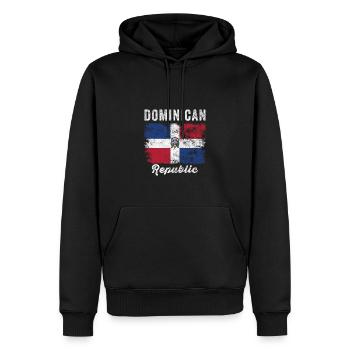 Dominikanische Republik Flagge Verzweifelt - Männer Premium Bio Hoodie - Schwarz - Vorne - Nico (187cm)