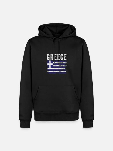 Greece Flag Distressed - Greek Flag - Men’s Premium Organic Hoodie - black
