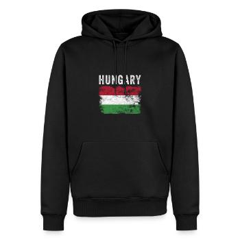 Drapeau hongrois en détresse - Drapeau hongrois - Sweat à capuche Premium bio Homme - noir - Devant - Nico (187cm)