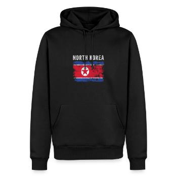 Nordkoreas Flagge verzweifelt - Männer Premium Bio Hoodie - Schwarz - Vorne - Nico (187cm)