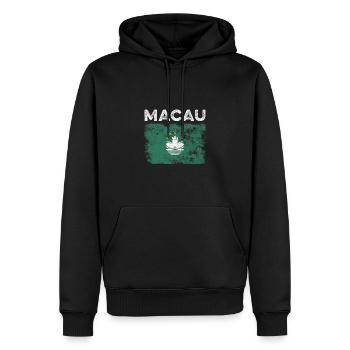 Macau Flag Distressed - Macanesische Flagge - Männer Premium Bio Hoodie - Schwarz - Vorne - Nico (187cm)