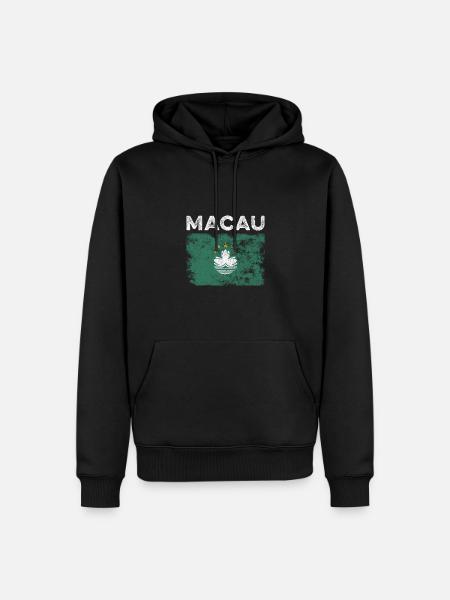 Macau Flag Distressed - Macanese Flag - Men’s Premium Organic Hoodie - black
