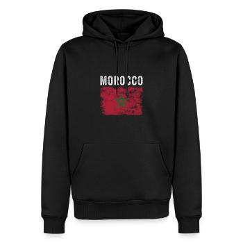 Marokko Flagge Distressed - Marokkanische Flagge - Männer Premium Bio Hoodie - Schwarz - Vorne - Nico (187cm)
