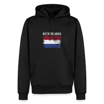 Drapeau néerlandais en détresse - Drapeau néerlandais - Sweat à capuche Premium bio Homme - noir - Devant - Nico (187cm)