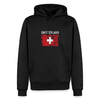 Drapeau suisse en détresse - Drapeau suisse - Sweat à capuche Premium bio Homme - noir - Devant - Nico (187cm)