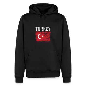 Drapeau turc en détresse - Drapeau turc - Sweat à capuche Premium bio Homme - noir - Devant - Nico (187cm)